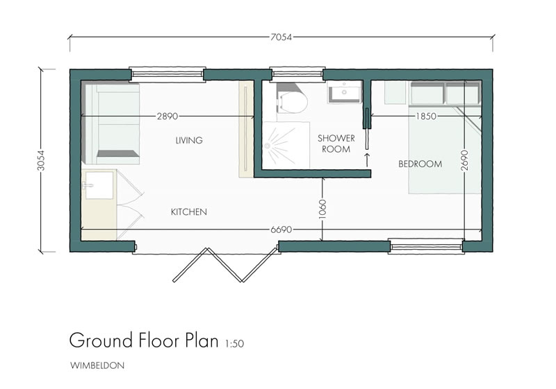London garden annexe floor plan