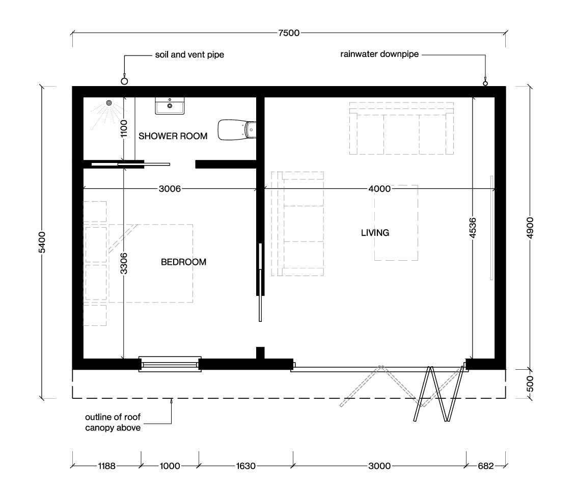 Ground plan for surrey garden annexe