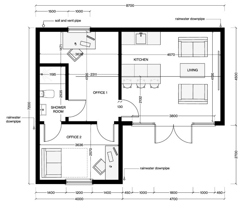Essex garden annexe ground floor plans