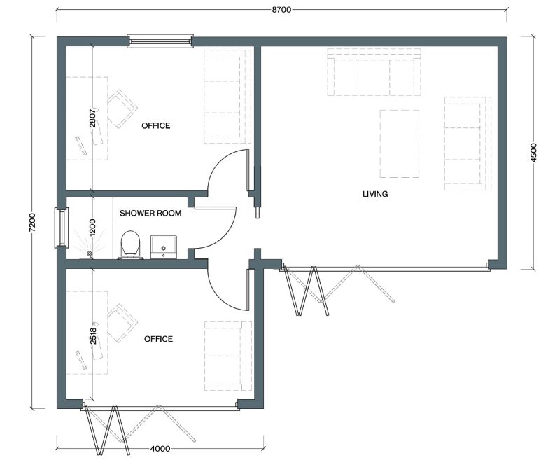 garden annexe with bedroom floor plan