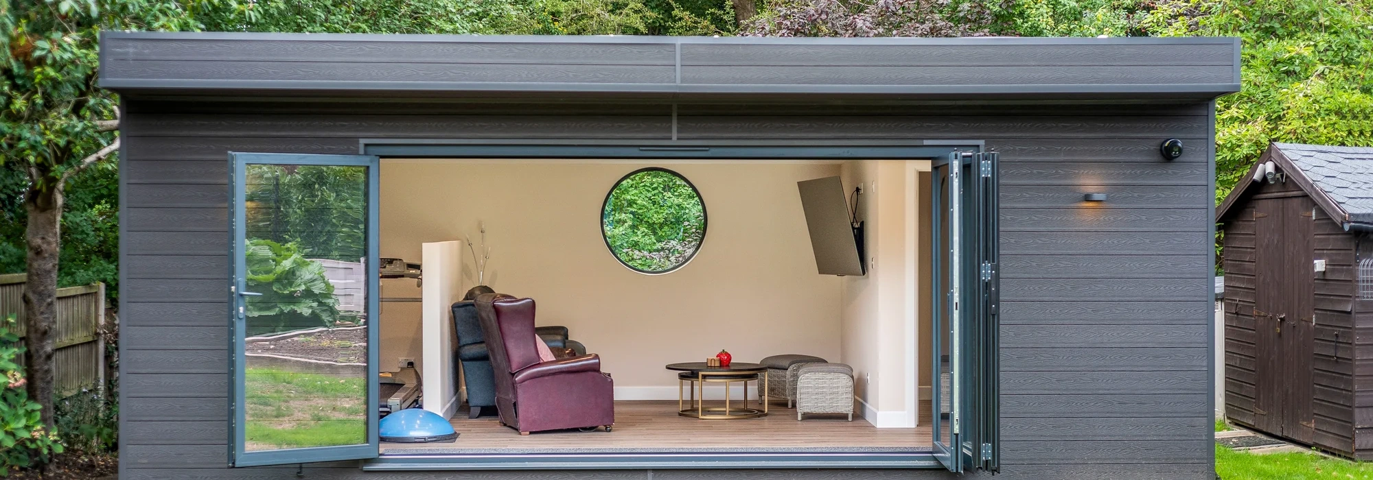 Bright multifunctional granny annexe interior with bifold doors in Upminster Essex