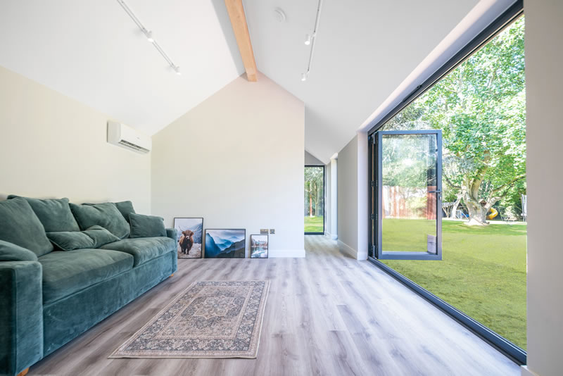 large bi-fold doors in garden annexe