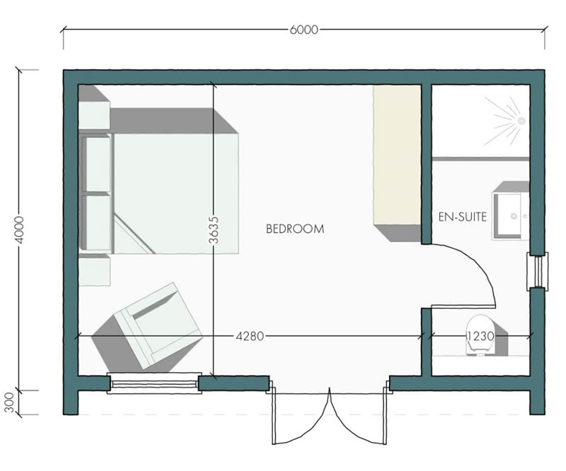 studio garden room annexe floor plan