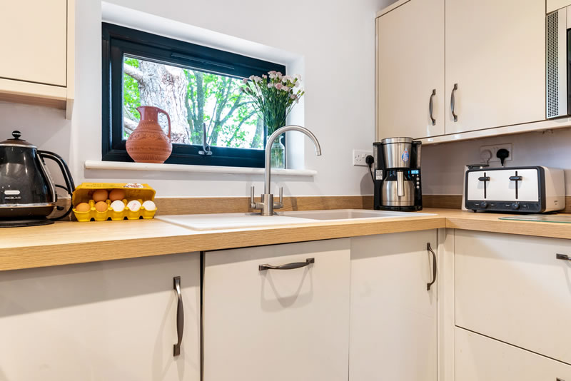 modern kitchen in garden annexe